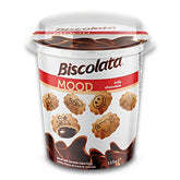 A 115g container of Biscolata Mini Biscuits With Milk Chocolate features playful biscuit illustrations and the Biscolata label on the front, with each mini biscuit coated in smooth milk chocolate.
